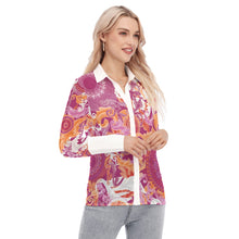 Load image into Gallery viewer, 2018 Sunset Mesh Button Up Blouse

