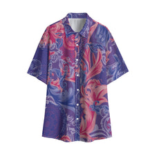 Load image into Gallery viewer, 1998 Hibiscus Satin Short Sleeve Button Up
